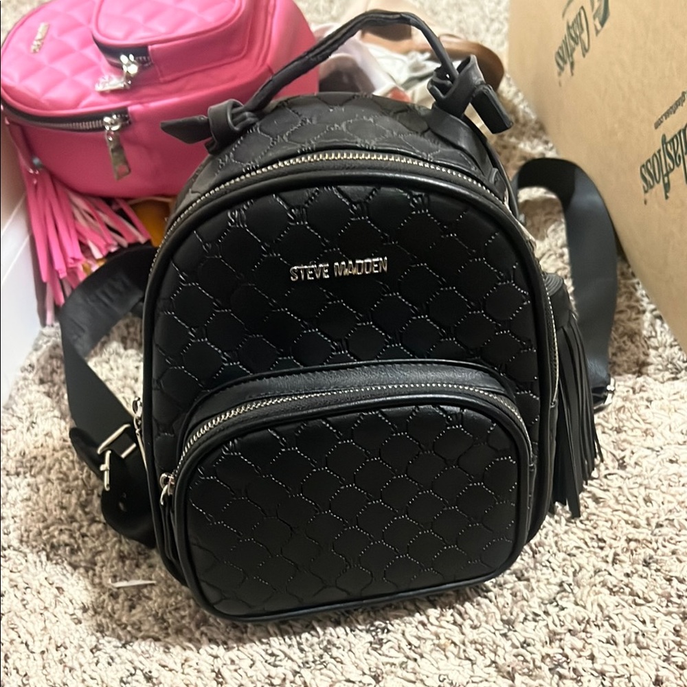 Steve Madden Black Quilted Backpack